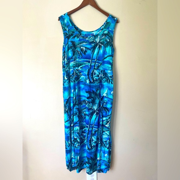 Jams World Dresses Vintage Jams World Blue Palm Tree Print